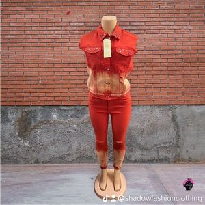 Womens denim vest sets